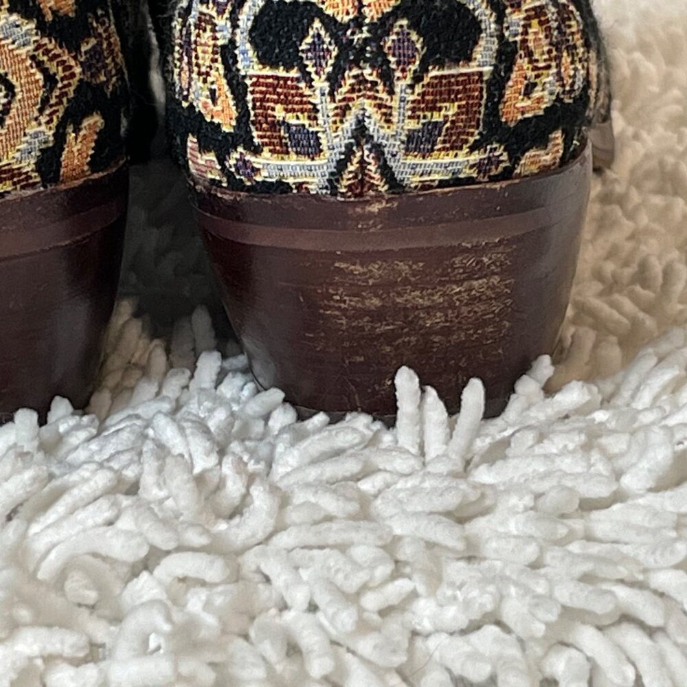 Sam Edelman Petty Black Faraj Tapestry Fabric Ankle Booties Size 6.5 - Picture 11 of 11
